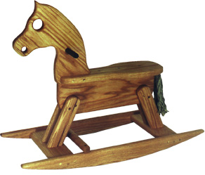 wooden rocking horse red oak wood